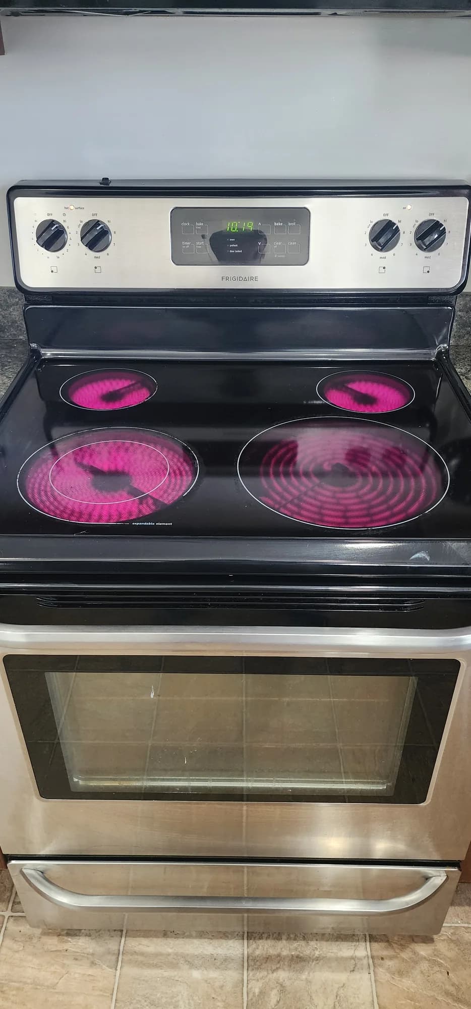 Frigidaire electric range with its surface elements heating